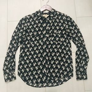 Button up blouse with squirrel print